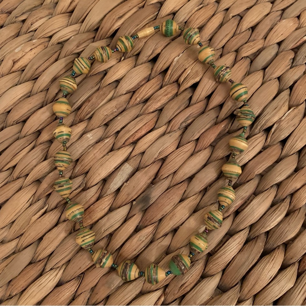 Rolled Paper Beaded Necklace with Screw Connector